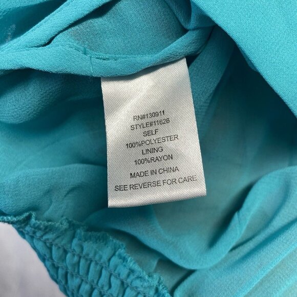 Daniel Rainn Pleated Sheer Batwing Sleeves Blouse Women Large Green Smocked Back - Picture 12 of 16